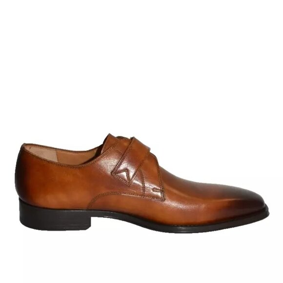 New! Magnanni Monk Strap Slip On Shoes Leather Cognac Size 7 M 23270 DD411